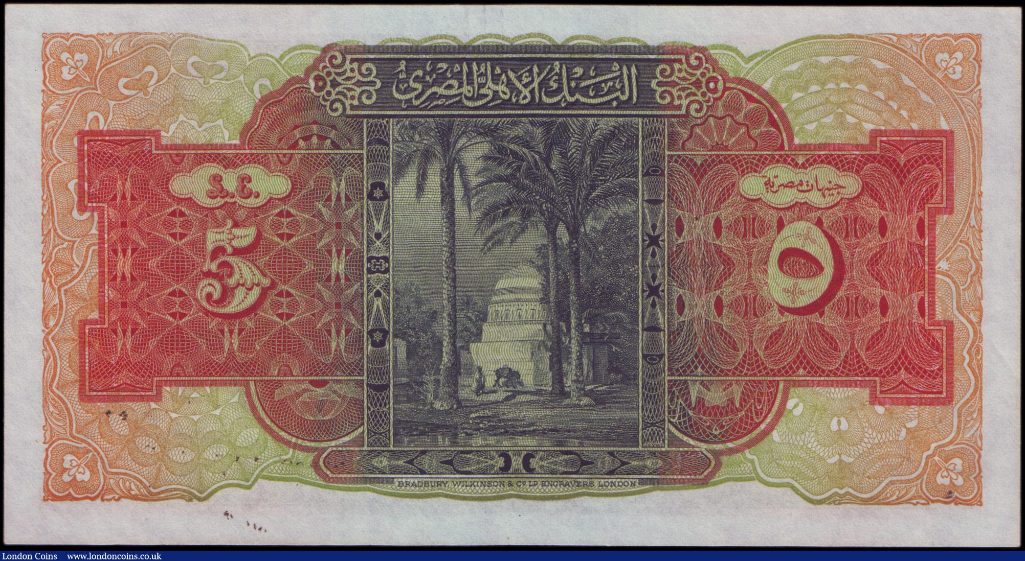 London Coins : A157 : Lot 135 : Egypt National Bank £5 Pick19c, dated 9th September 1944 series M/88 091949, signature Sir Nor...