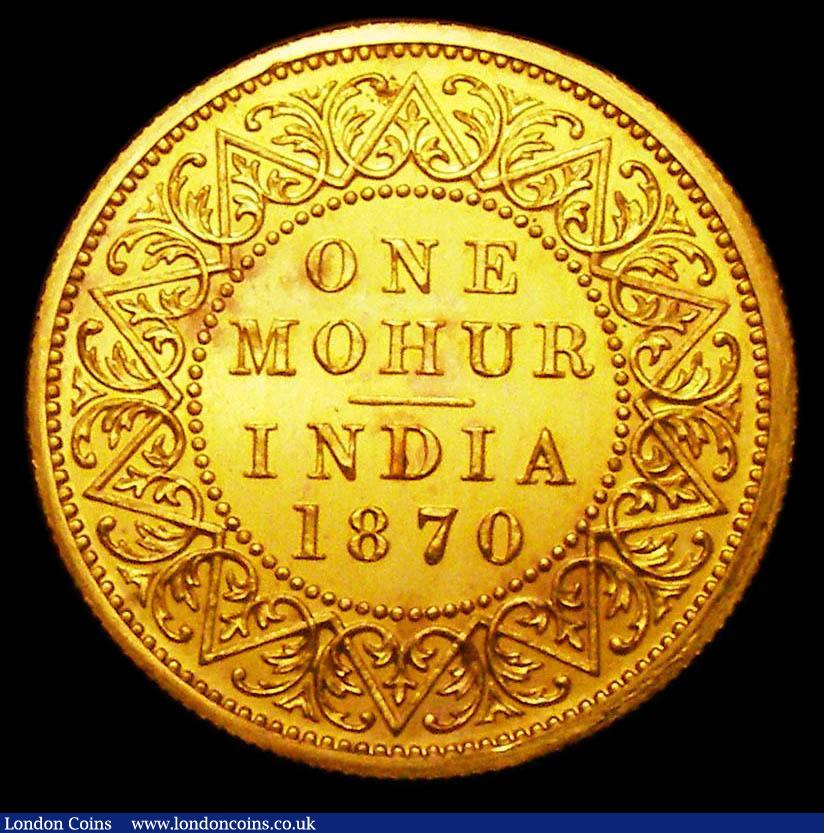 London Coins : A157 : Lot 1472 : India Mohur 1870 Milled Edge Proof in gold KM481 FDC in the original H.M.'s Mint, Calcutta enve...