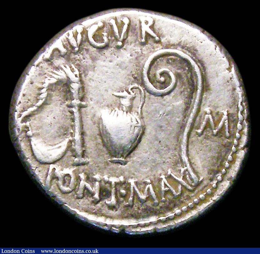 London Coins : A157 : Lot 1762 : Julius Caesar.  Ar denarius.  C, 46 BC. Obv;  Head of Ceres right, wearing grain ear wreath; COS&bul...
