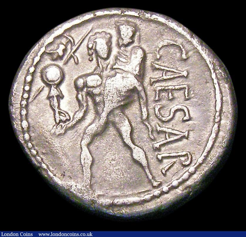 London Coins : A157 : Lot 1763 : Julius Caesar.  Ar denarius.  C, 47-46 BC. Obv; Diademed head of Venus right.  Rev; Aeneas advancing...