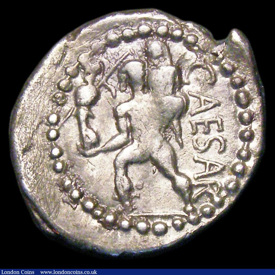London Coins : A157 : Lot 1764 : Julius Caesar.  Ar denarius.  C, 47-46 BC. Obv; Diademed head of Venus right.  Rev; Aeneas advancing...