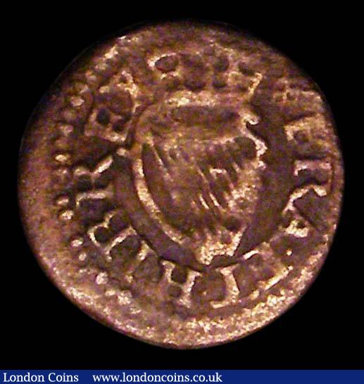 London Coins : A157 : Lot 1855 : Farthing James I Harington type 1a untinned issue, privy mark Ermine on crown, Fine, Extremely Rare,...