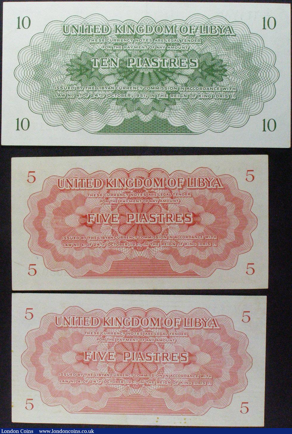 London Coins : A157 : Lot 192 : Libya 5 piastres (2) and 10 piastres all issued 1951, Pick5a and Pick6a, GEF or better