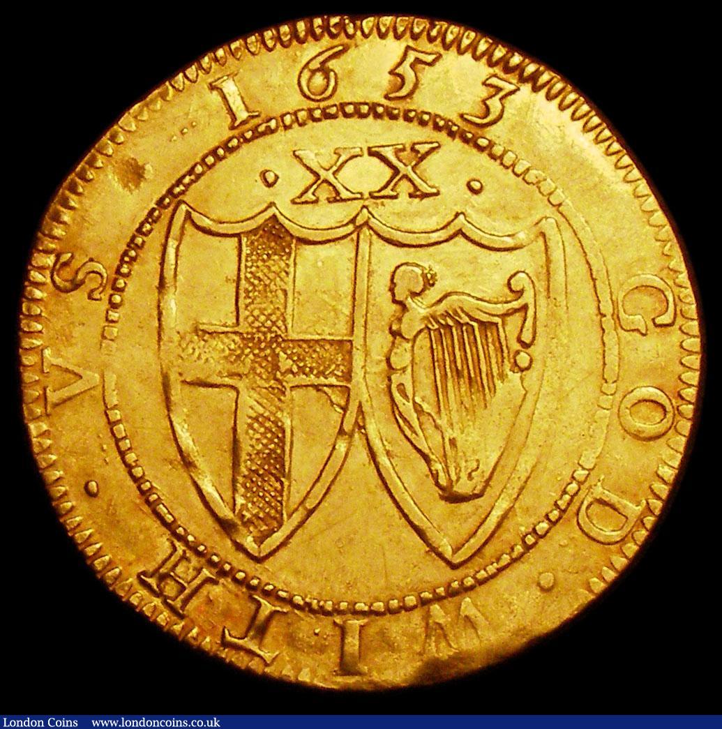 London Coins : A157 : Lot 1977 : Unite Commonwealth 1653 S.3208 Mintmark Sun VF desirable thus