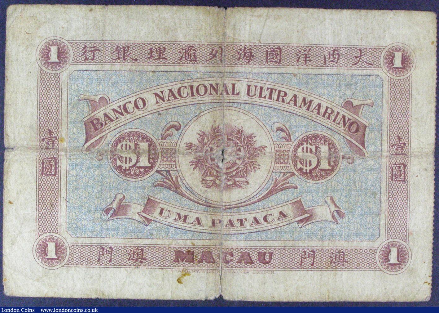 London Coins : A157 : Lot 201 : Macau 1 Pataca Pick7, dated 1st January 1912 series 268751, VG and scarce