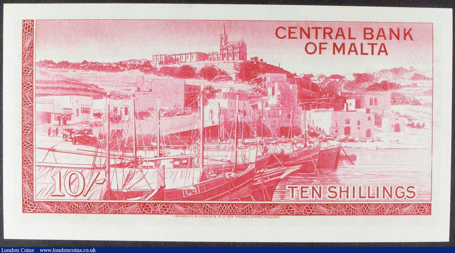 London Coins : A157 : Lot 216 : Malta Government 10 shillings issued 1968 first series low number A/1 002283, QE2 portrait at right,...