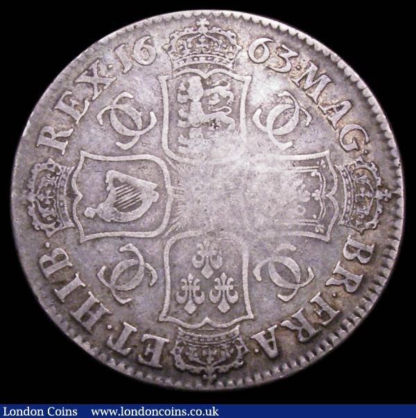 Halfcrown 1663 XV ESC 457 Fine with some weakness in the centre of the reverse, Ex-Tennants 15/6/2005 Lot 140 (part) : English Coins : Auction 157 : Lot 2342