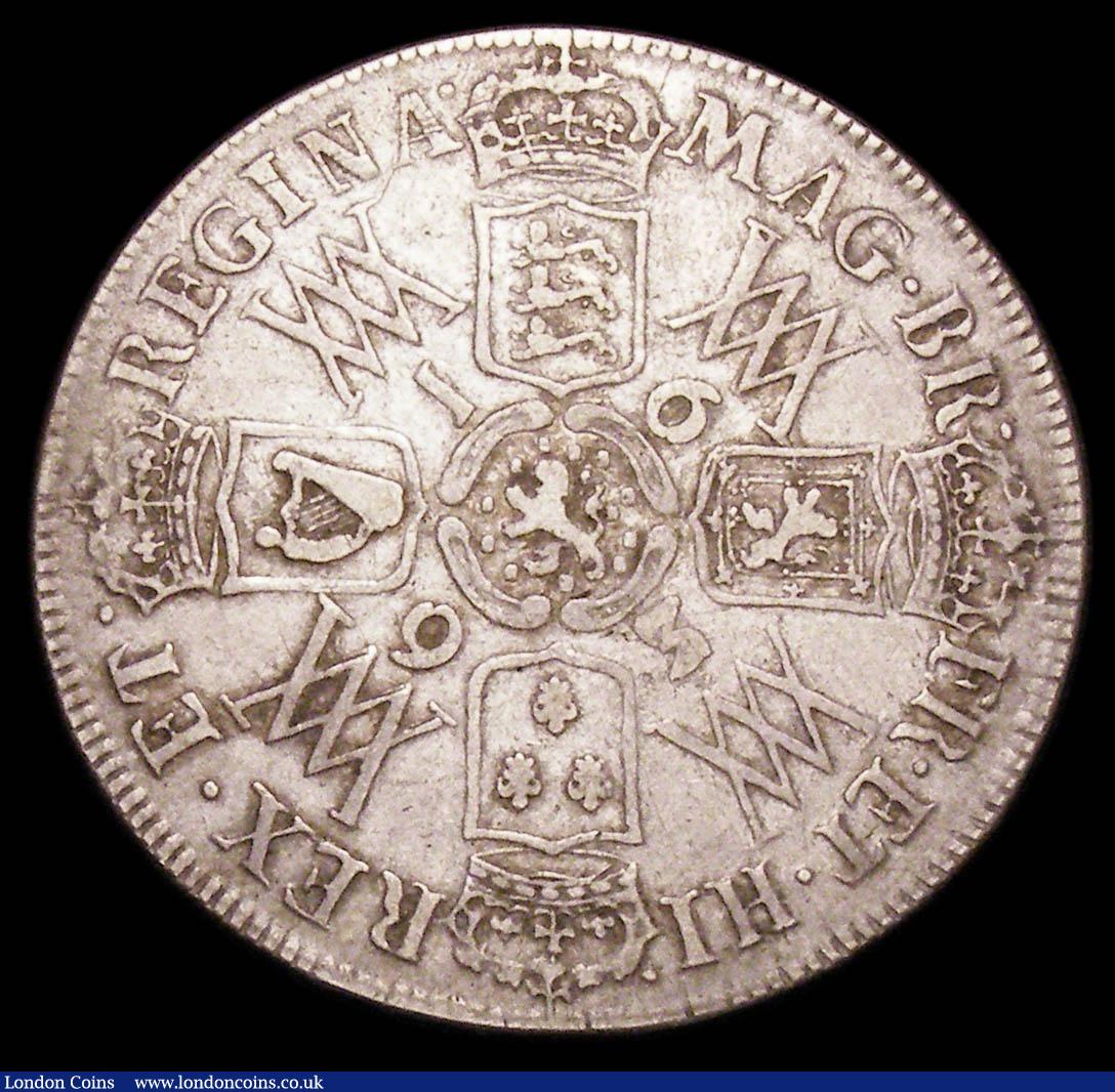 London Coins : A157 : Lot 2392 : Halfcrown 1693 3 over inverted 3 ESC 521 Fine, Ex-London Coins Auction A128 6/3/2010 Lot 1355