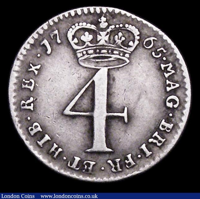 London Coins : A157 : Lot 2732 : Maundy Fourpence 1765 ESC 1909 Excessively Rare, Near Fine/Fine, rated R5 by ESC, the first example ...