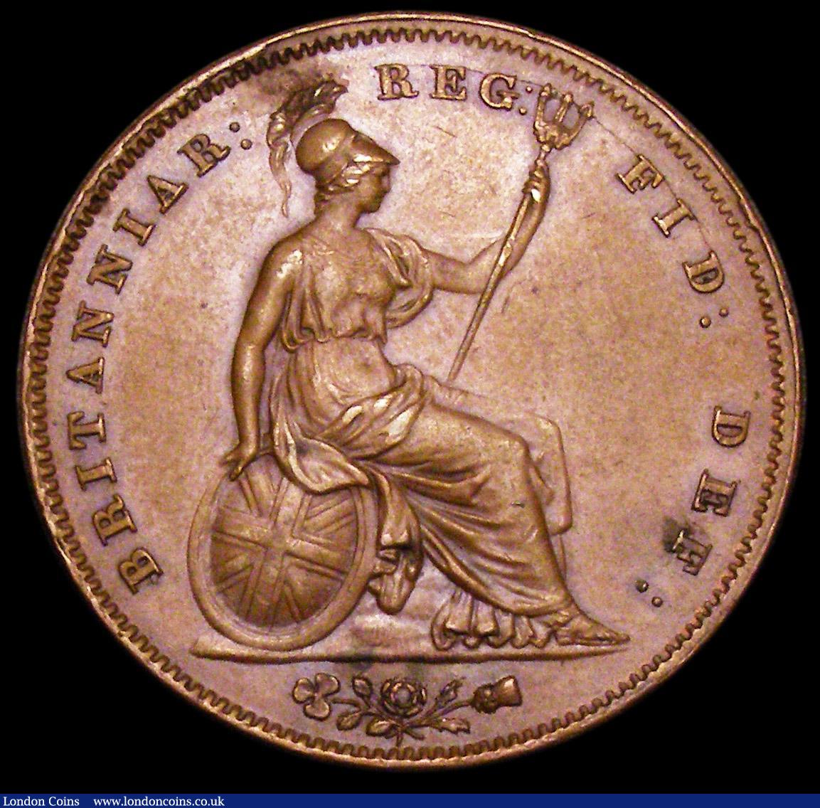 London Coins : A157 : Lot 2823 : Penny 1848 8 over 6 with I over thicker I in GRATIA, Peck 1494 GEF with some surface marks and rim n...
