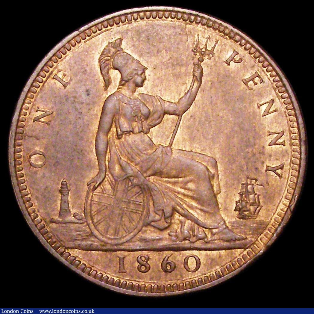 London Coins : A157 : Lot 2839 : Penny 1860 Toothed Border Gouby BP1860Je, as Freeman 10 dies 2+D with 6 over 6 in date, the underlyi...