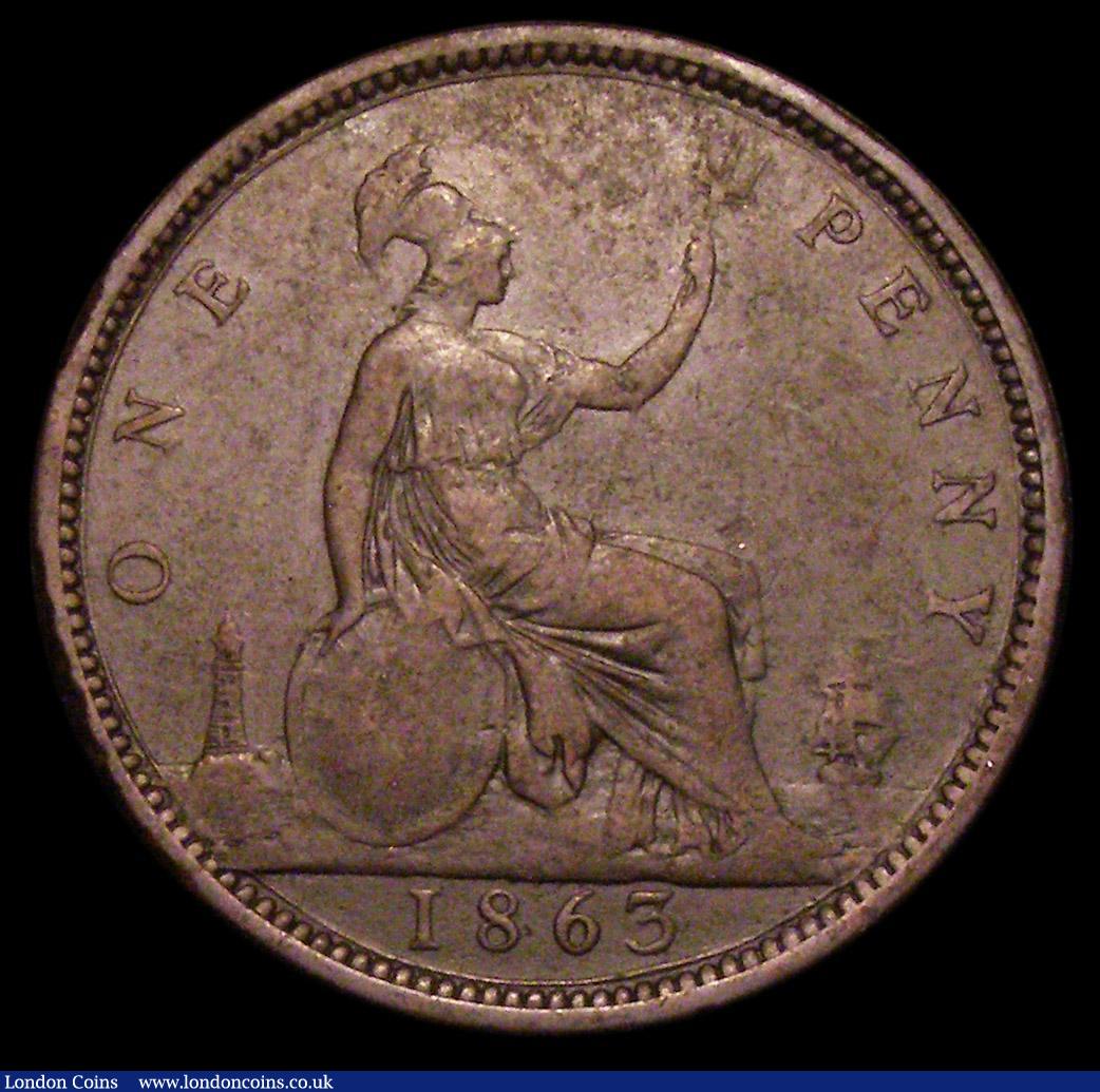 London Coins : A157 : Lot 2868 : Penny 1863 Open 3 in date, Gouby BP1863B VG/Near Fine, Rare, Ex-Tennants 9/6/2010 Lot 357 (part)