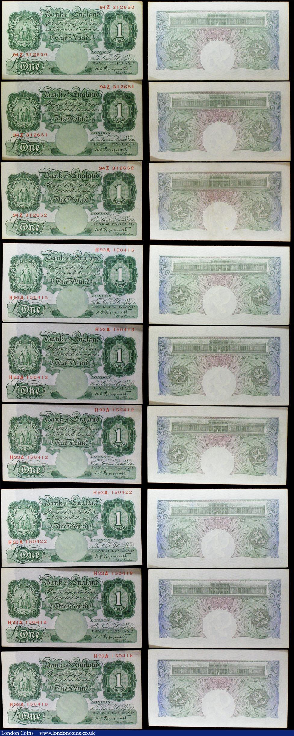 London Coins : A157 : Lot 29 : One pound Peppiatt B238 issued 1934 (12) a consecutive numbered series 94Z and B239 (6) series H93A,...