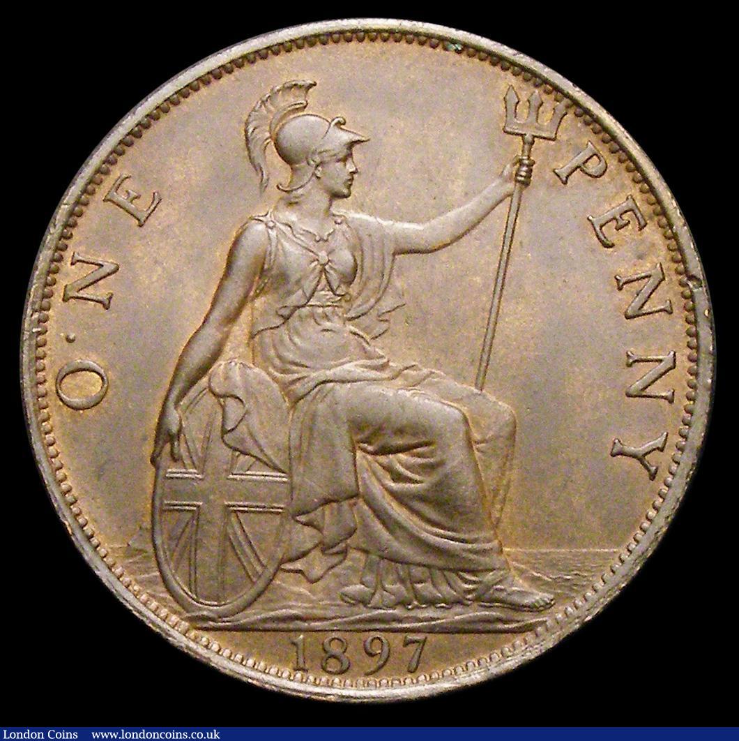 London Coins : A157 : Lot 2901 : Penny 1897 Dot between O and N of PENNY Gouby BP1897B A/UNC, usually only found in low grade, extrem...