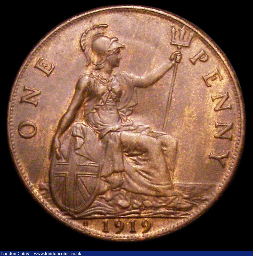 London Coins : A157 : Lot 2911 : Penny 1919H Freeman 186 dies 2+B EF/GEF with a weak strike on the obverse as often