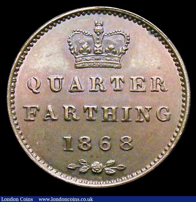 London Coins : A157 : Lot 3004 : Quarter Farthing 1868 Bronze Proof Peck 1616 minor spot by IA of VICTORIA, otherwise nFDC and attrac...