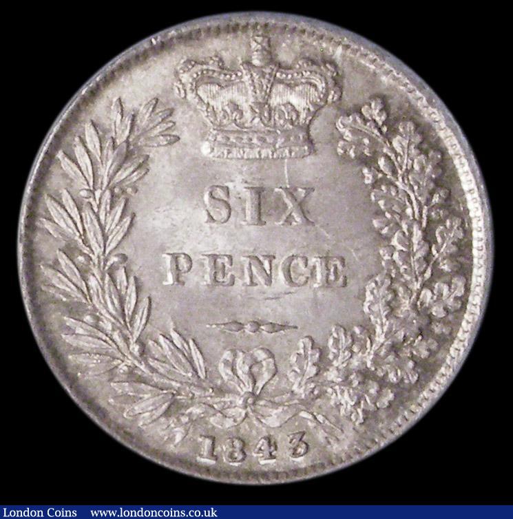 London Coins : A157 : Lot 3149 : Sixpence 1843 ESC 1689 A/UNC, slabbed and graded LCGS 75, Ex-Cheshire Collection NGC MS63