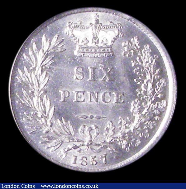 London Coins : A157 : Lot 3157 : Sixpence 1857 ESC 1704 Lustrous UNC, slabbed and graded LCGS 82, the finest known of just 3 examples...
