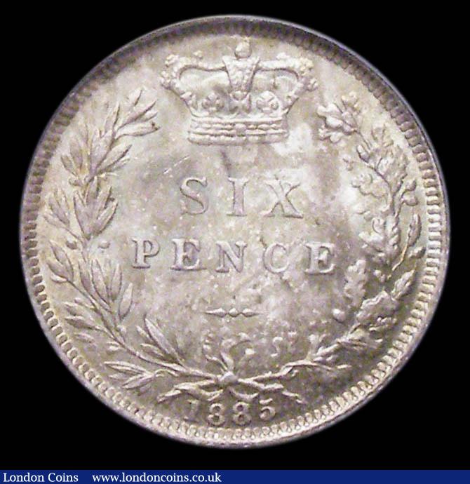 London Coins : A157 : Lot 3165 : Sixpence 1885 ESC 1746 Choice UNC and richly toned, slabbed and graded LCGS 85, the second finest kn...