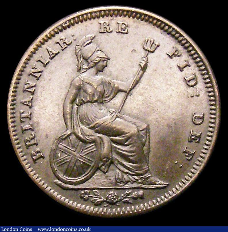 London Coins : A157 : Lot 3373 : Third Farthing 1844 RE for REG Peck 1607, struck on a thin flan, Peck states, probably all late mint...