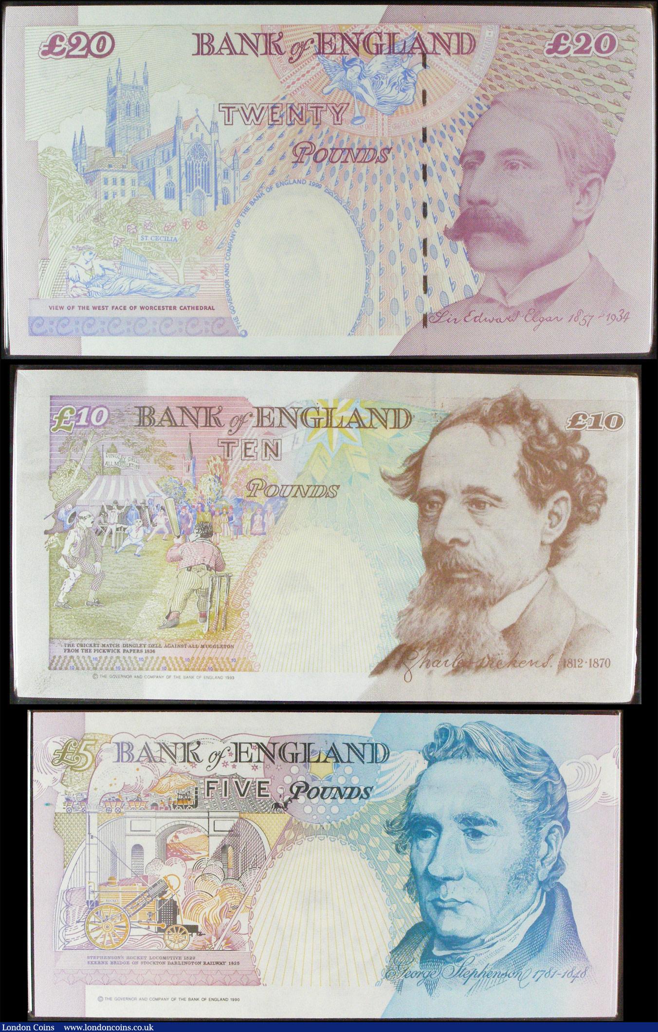 London Coins : A157 : Lot 51 : Bank of England (3) Twenty Pounds B386, Ten Pounds B382 & 5 Pounds B380 signed Lowther, presenta...