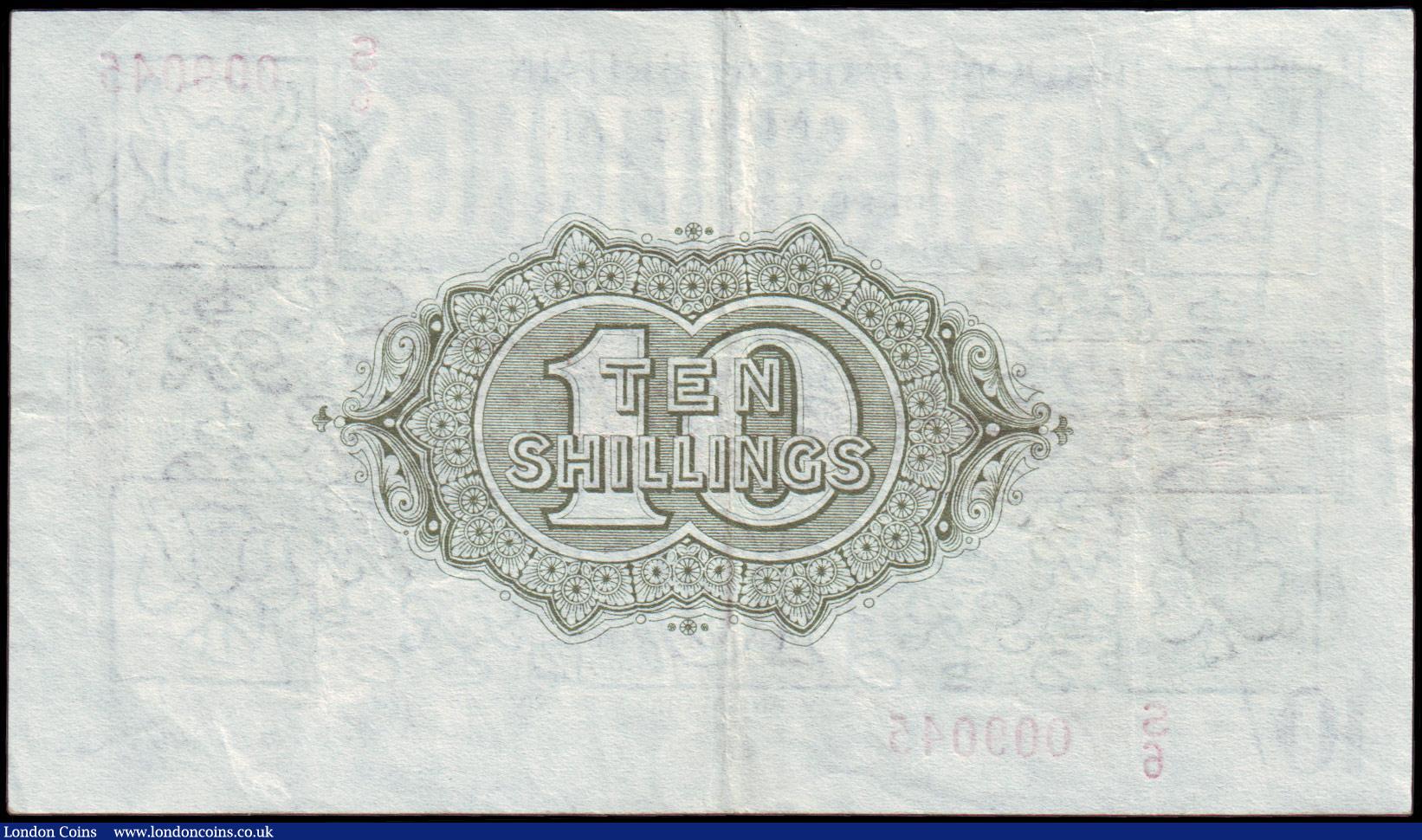 London Coins : A157 : Lot 6 : Ten shillings Warren Fisher T30 issued 1922 series S/6 009045, Pick358, VF