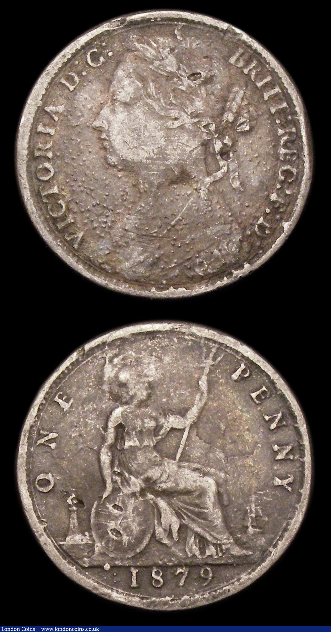 London Coins : A157 : Lot 778 : Pennies (2) 1866 and 1879 both imitations VG to Fine, previously part of the Laurie Bamford collecti...