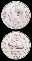 London Coins : A157 : Lot 1630 : Tanzania (2) 50 Senti 1981 Trial in Cupro-Nickel KM#TS3 UNC and 50 Senti 1966 Struck in pure nickel ...