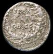 London Coins : A157 : Lot 1723 : Claudius.  Ar denarius.  C, 50-51 AD.  Rev;  SPQR / P P / OB CS within wreath. RIC 60.  Porous surfa...