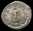 London Coins : A157 : Lot 1742 : Diadumenian.  Ar denarius.  C, 218 AD.  Rev; SPES PVBLICA; Spes advancing left, holding flower and r...