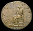 London Coins : A157 : Lot 1817 : Sabina.  Ae sestertius.  C, 128-136 AD.  Rev;  PVDICITIA; Pudicitia seated l., placing hand before l...