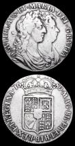 London Coins : A157 : Lot 2515 : Halfcrowns (2) 1689 Second Shield, no frosting, with pearls ESC 511, About Fine, Ex-Croydon Coin Auc...