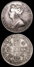 London Coins : A157 : Lot 2524 : Halfcrowns (2) 1707 Roses and Plumes ESC 573 Fine with a tone spot on the obverse, Ex-Brock 26/4/200...