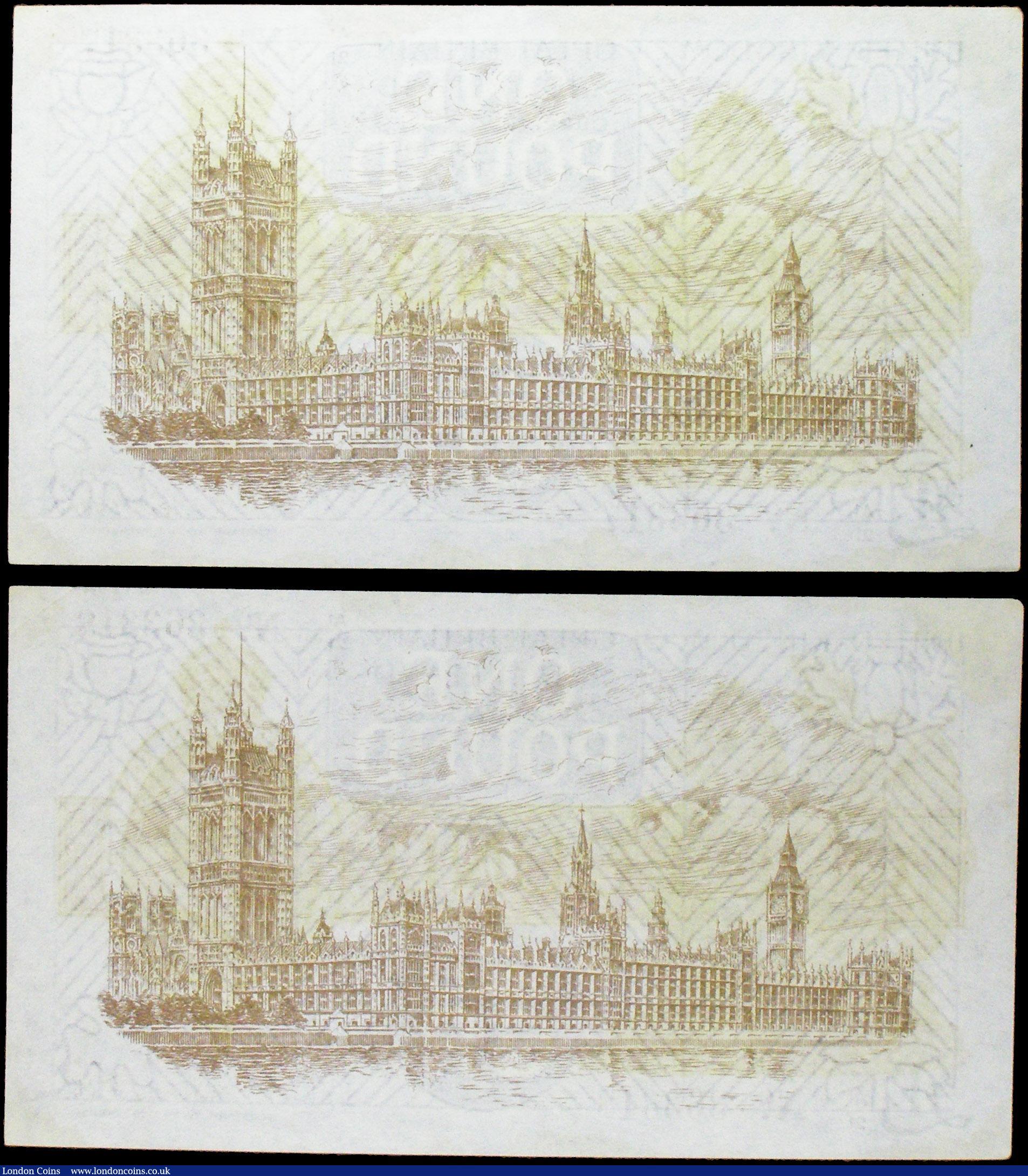 London Coins : A158 : Lot 11 : One Pound Warren Fisher (2) T31 issued 1923, a consecutively numbered pair of first series notes A1/...