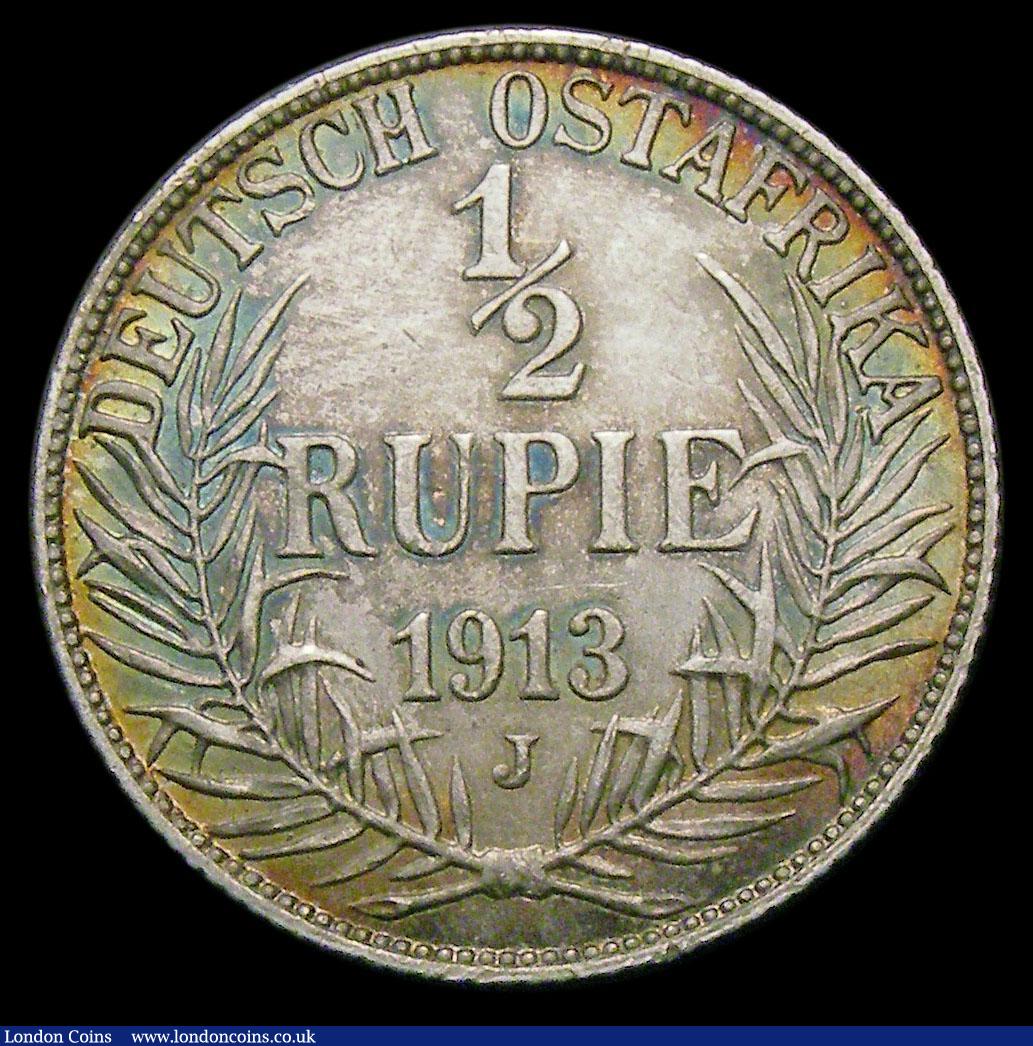 London Coins : A158 : Lot 1117 : German East Africa Half Rupie 1913J KM#9 GEF and nicely toned with some light hairlines