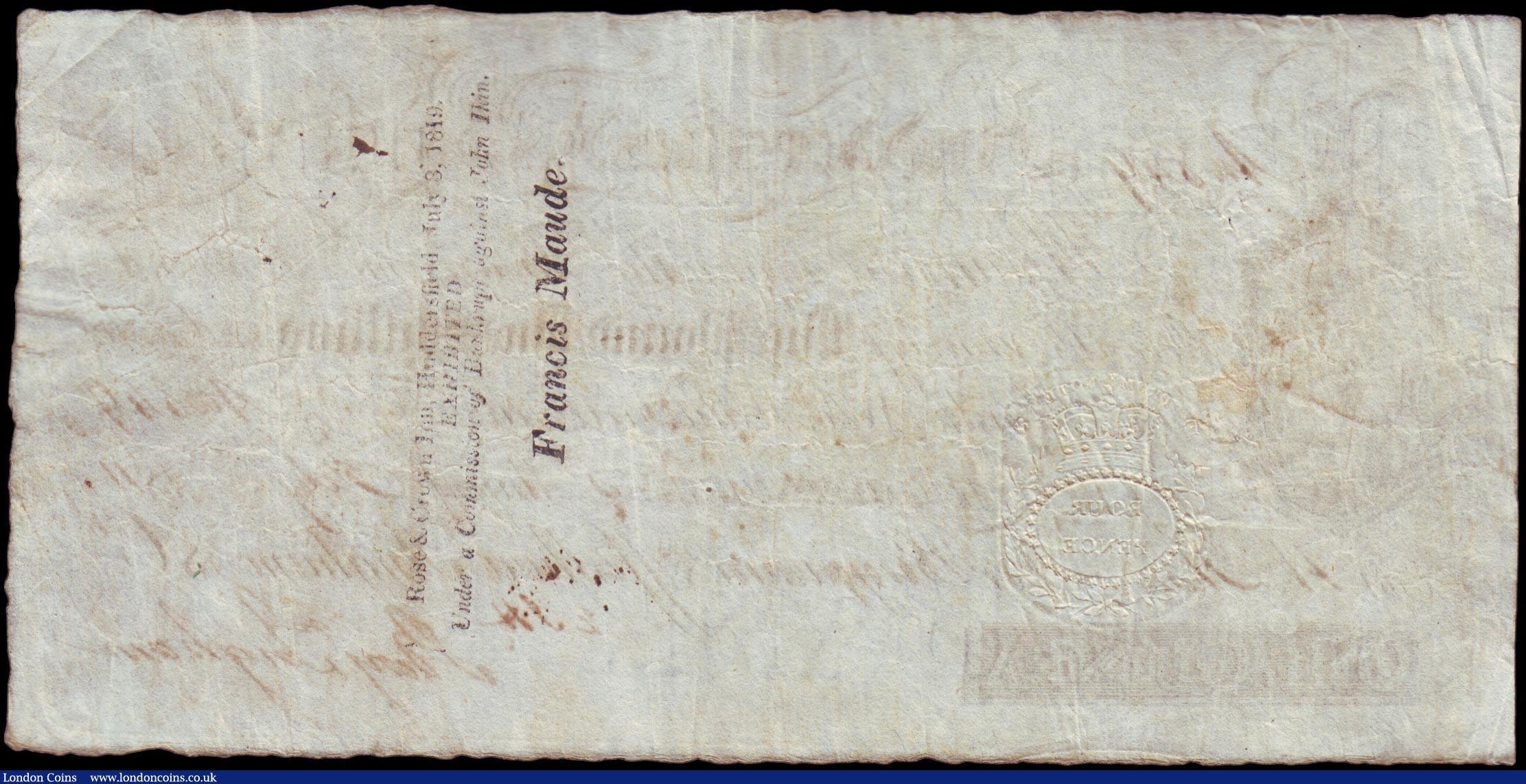 London Coins : A158 : Lot 112 : Huddersfield Commercial Bank One Guinea dated 1811, No. 849 for Benjamin & Joshua Ingham & C...