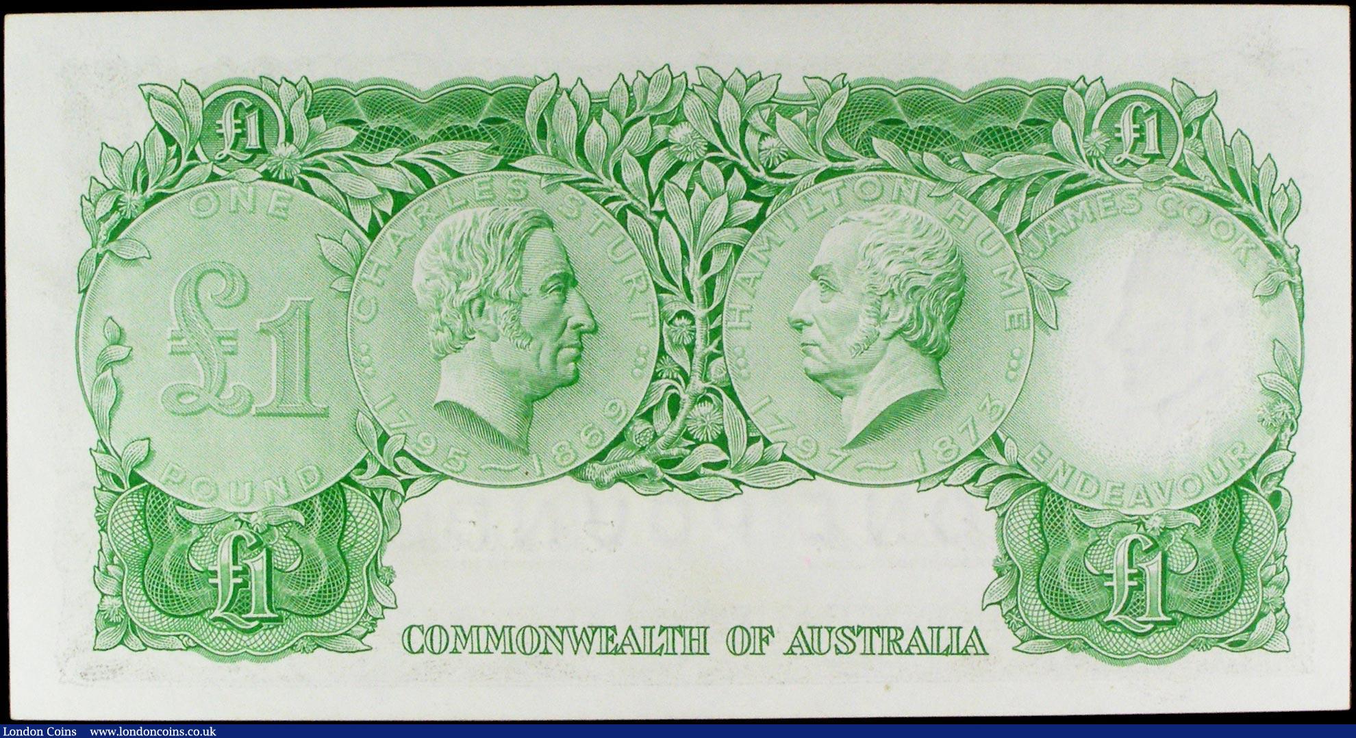 London Coins : A158 : Lot 127 : Australia 1 Pound issued 1961 - 1965 series HK/22 881428, Pick34a, QEII at right, signed Coombs &...
