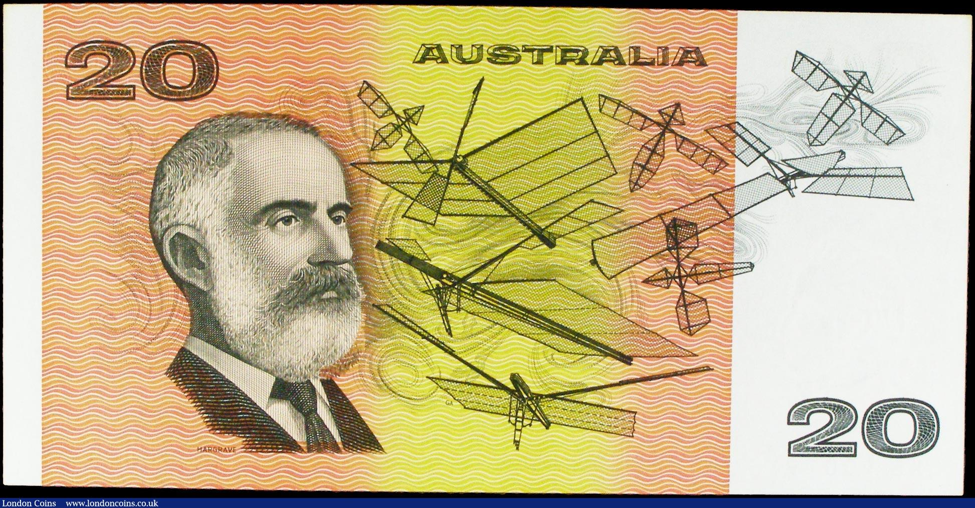 London Coins : A158 : Lot 135 : Australia 20 Dollars issued 1985 series EXL 900197, Pick46e, signed Johnston & Fraser, Uncircula...