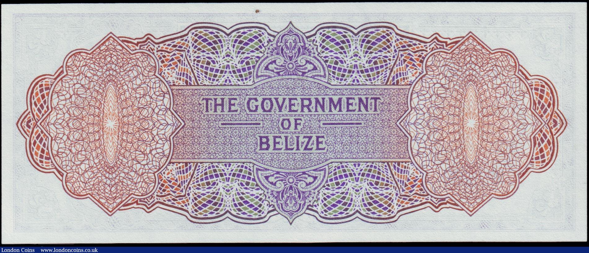 London Coins : A158 : Lot 160 : Belize 2 Dollars dated 1 - 1 - 1974 series B/1 015024, Pick34a, portrait QEII at right, in PCGS hold...