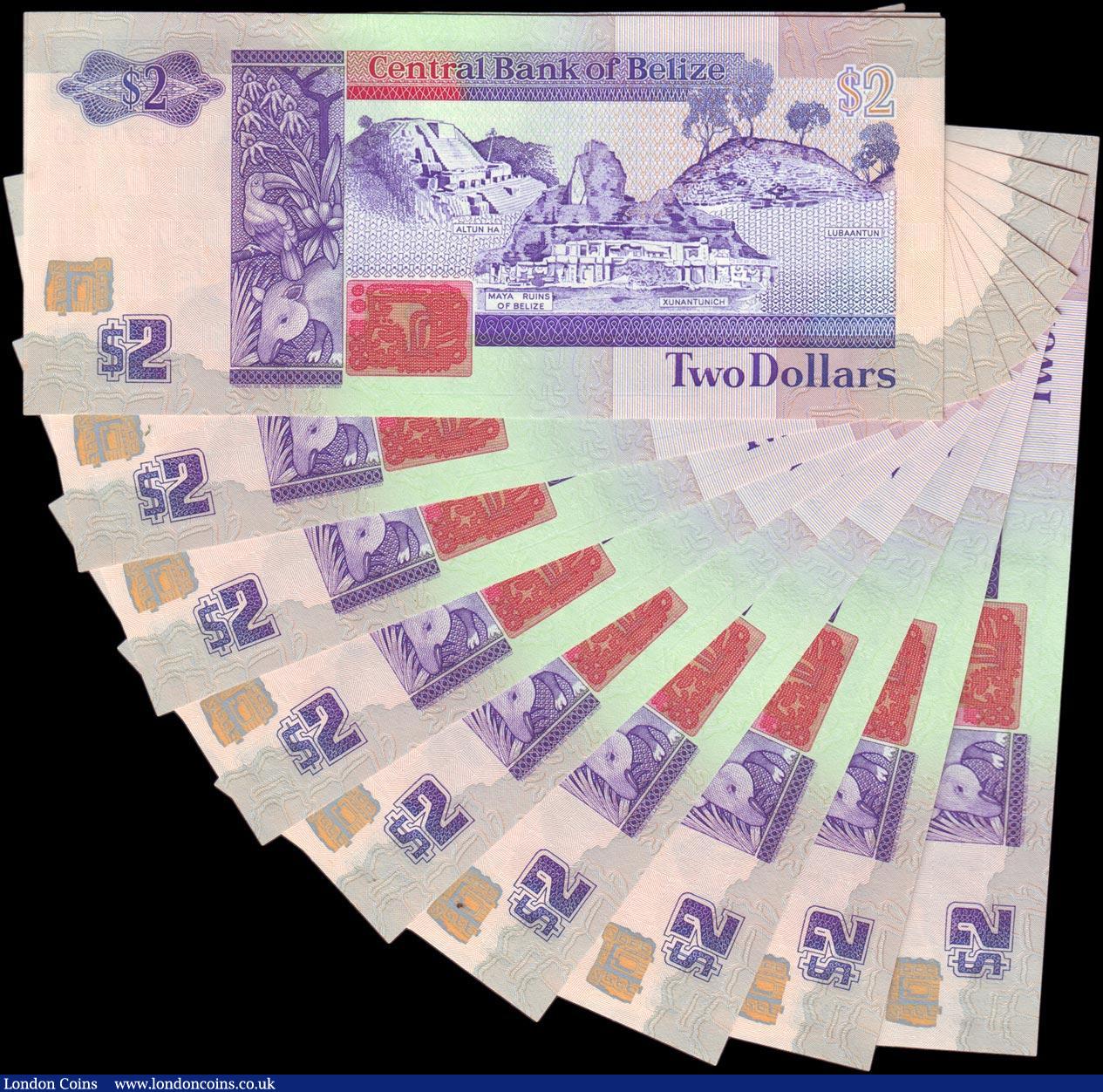 London Coins : A158 : Lot 161 : Belize Central Bank (10) 2 Dollars dated 1st June 1991, a consecutively numbered run series AC270811...
