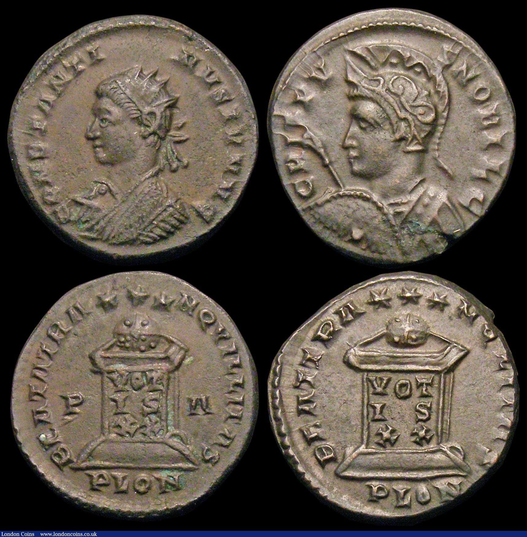 London Coins : A158 : Lot 1611 : Bil. Centenionales (2) Crispus Caesar, London 322, cuiraissed and armed bust l. in ornamented helmet...