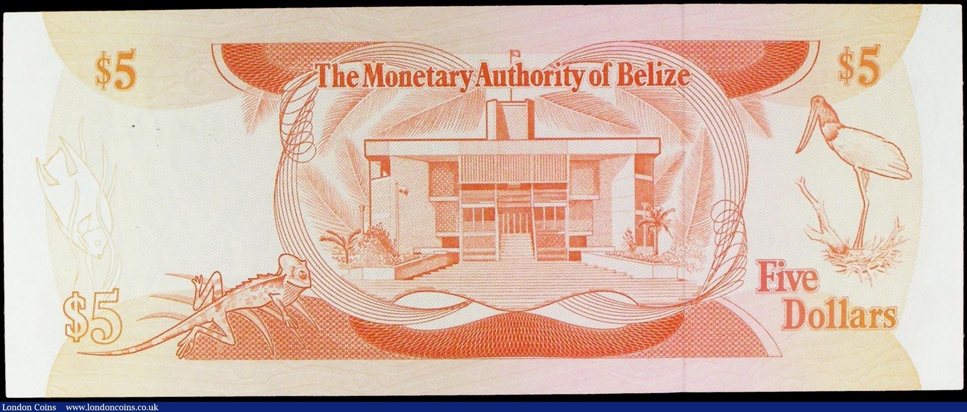 London Coins : A158 : Lot 165 : Belize Monetary Authority 5 Dollars dated 1st June 1980 series J/3 901035, Pick39a, portrait QEII at...
