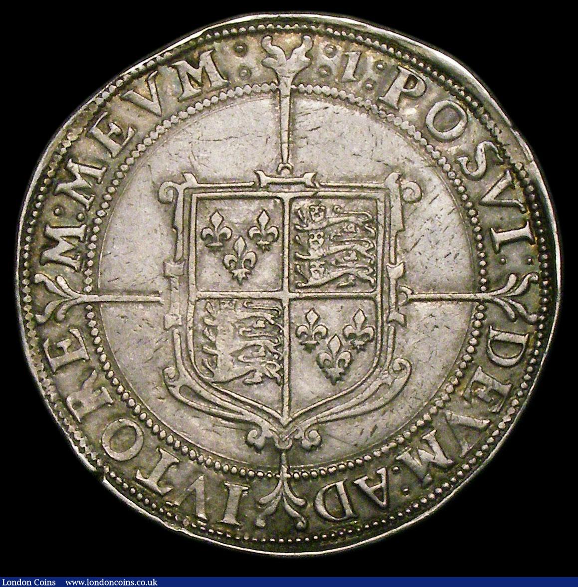 London Coins : A158 : Lot 1667 : Crown Elizabeth I Seventh Issue mintmark 1 (1601) S.2582 better than VF with much sharp detail espec...