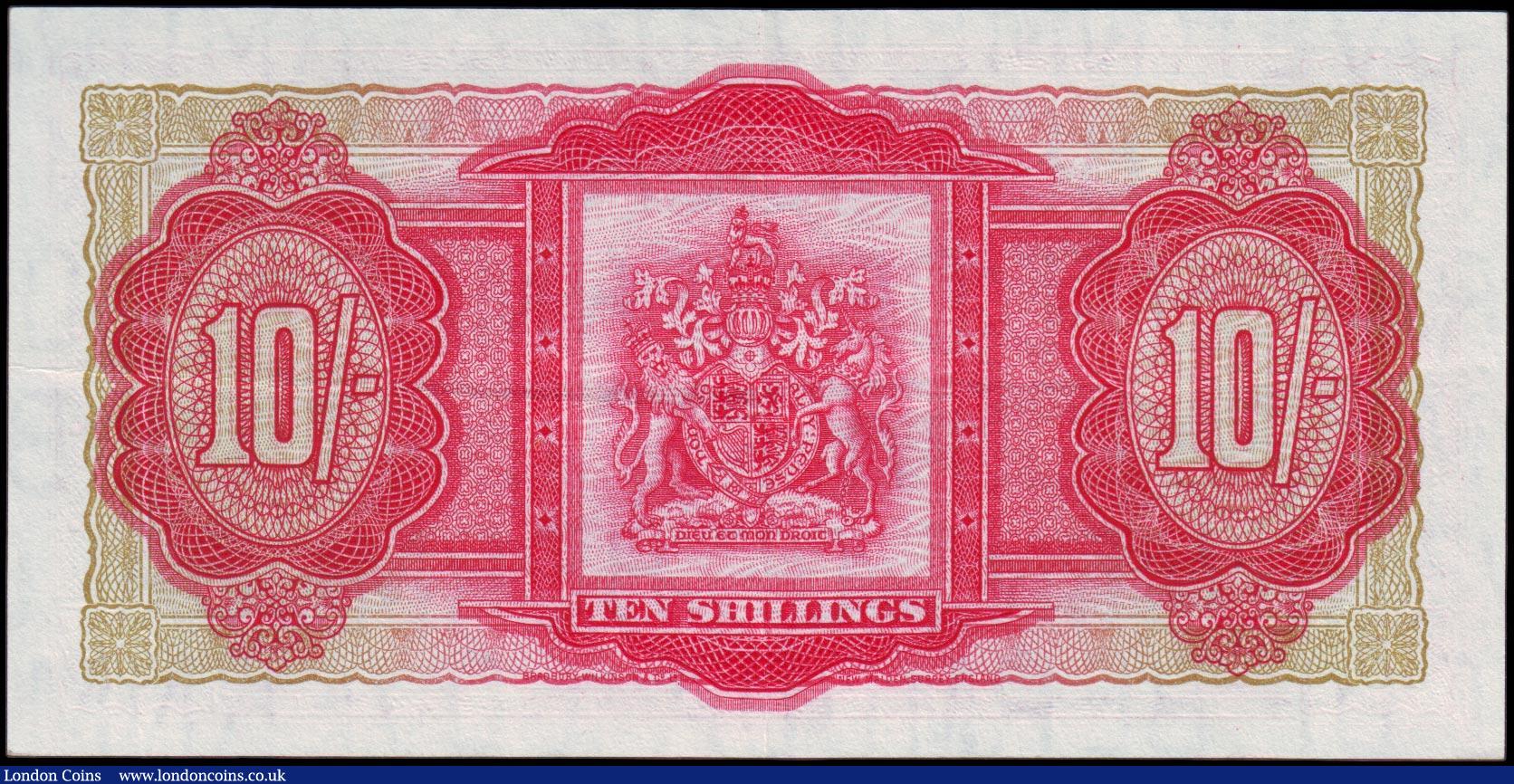 London Coins : A158 : Lot 167 : Bermuda Government 10 Shillings dated 1st May 1957 series T/1 717877, Pick19b, portrait QEII at cent...