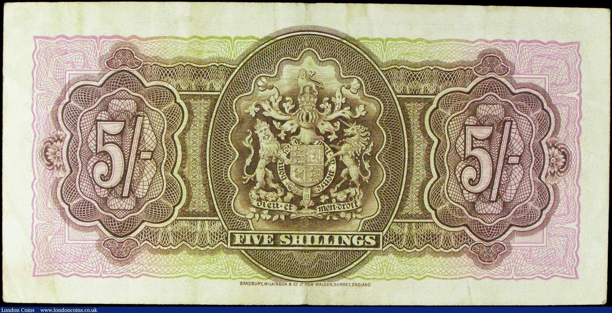 London Coins : A158 : Lot 168 : Bermuda Government 5 Shillings dated 12th May 1937 series W/1 448437, Pick8b, portrait KGVI at centr...