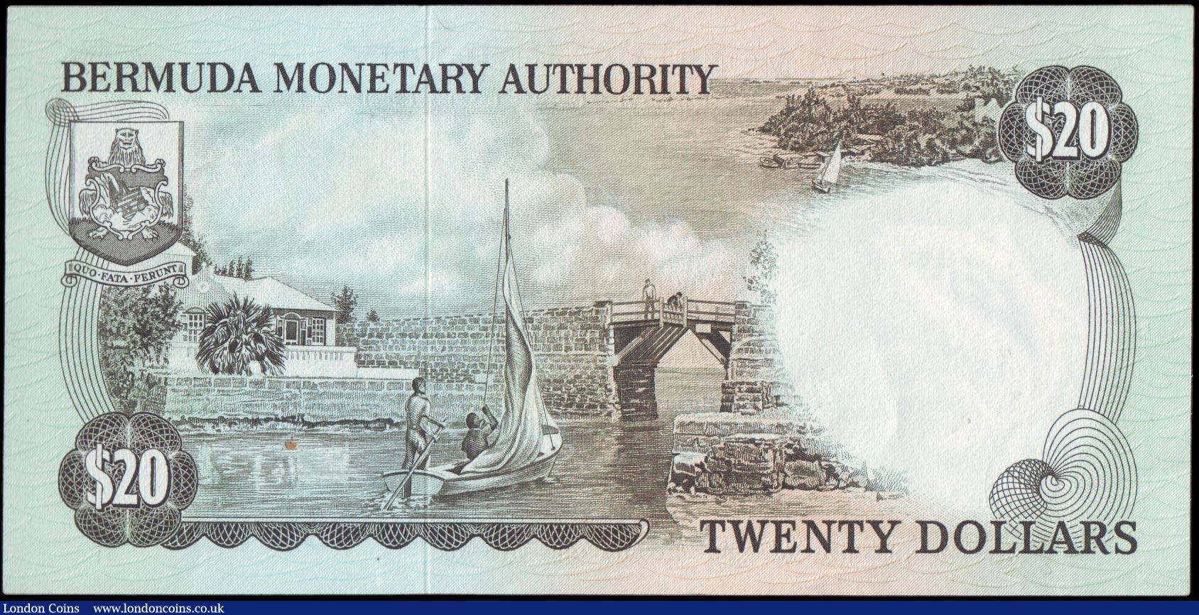London Coins : A158 : Lot 170 : Bermuda Monetary Authority 20 Dollars dated 1st March 1976 series A/1 617309, Pick31b, QEII portrait...