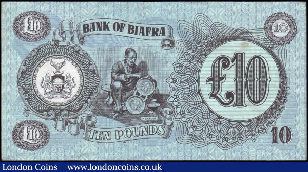 Biafra 10 Pounds issued 1968 - 1969 series ZA0291416, Pick7a, scarcer issue with serial number, good EF : World Banknotes : Auction 158 : Lot 173