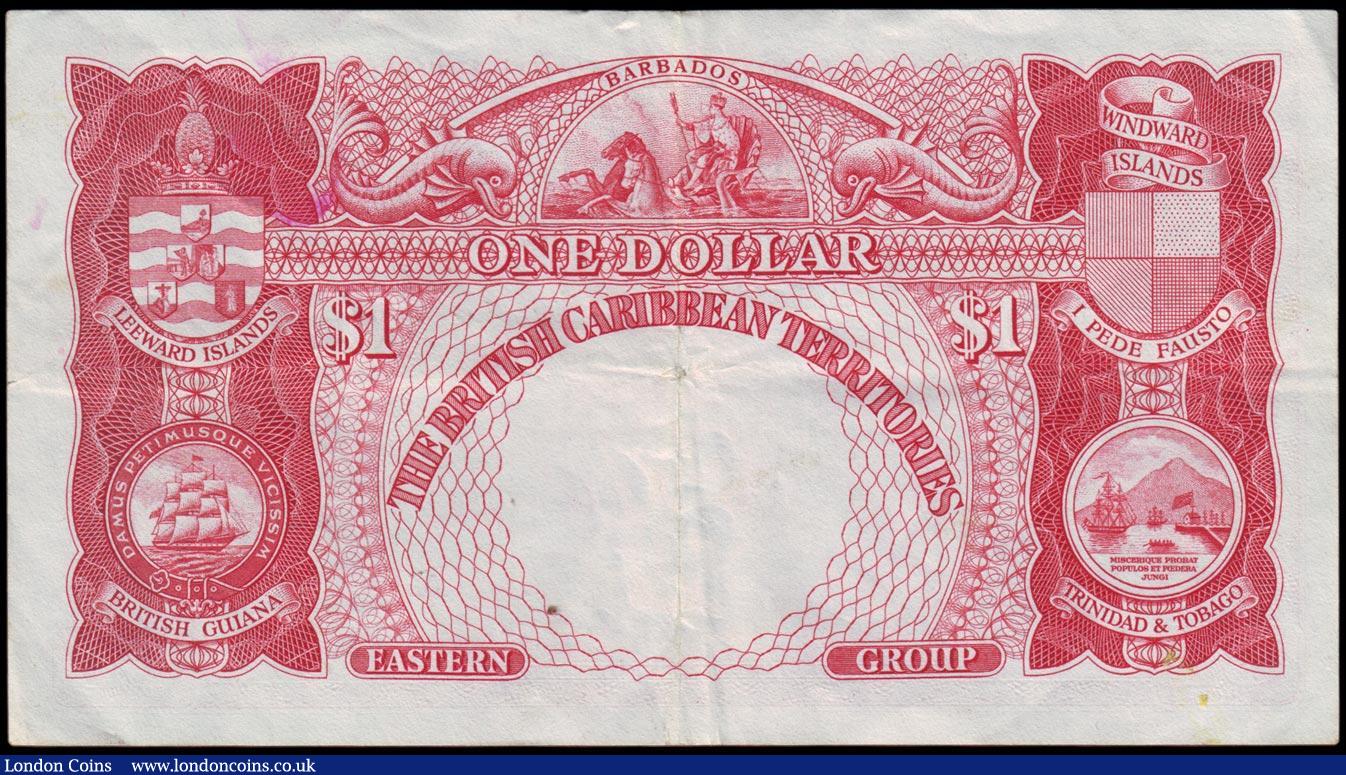 London Coins : A158 : Lot 176 : British Caribbean Territories 1 Dollar dated 28th November 1950 series A/1 956385, Pick1, KGVI portr...