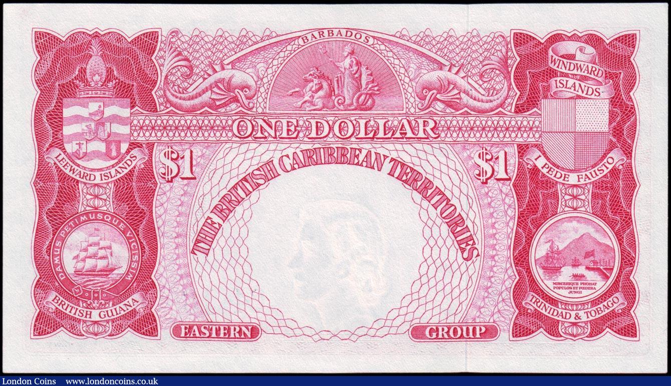 London Coins : A158 : Lot 177 : British Caribbean Territories 1 Dollar dated 2nd January 1962 series C4-180583, Pick7c, QEII portrai...