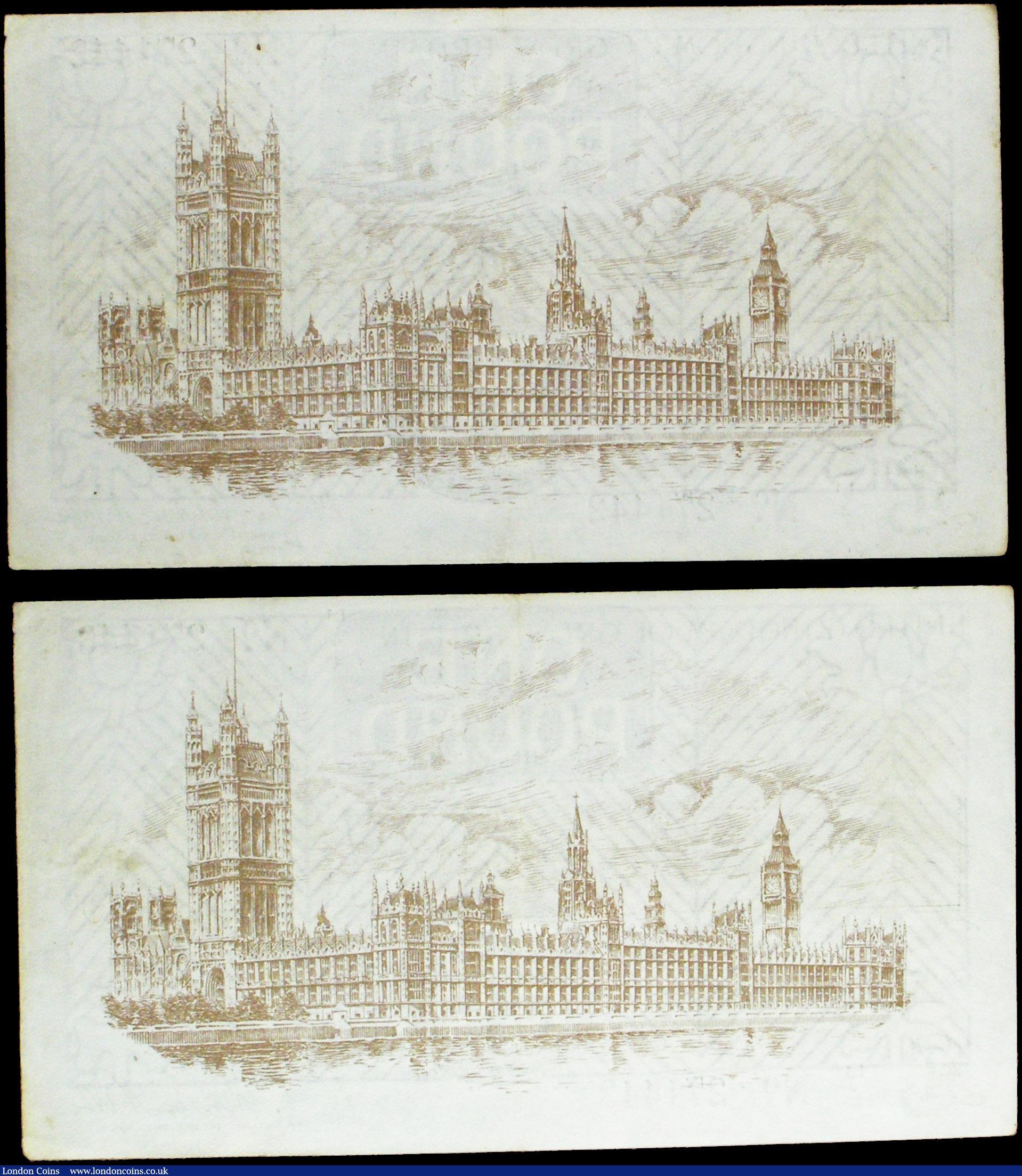 London Coins : A158 : Lot 18 : One Pound Warren Fisher (2) T32 issued 1923, a consecutively numbered pair series L1/4 271442 & ...